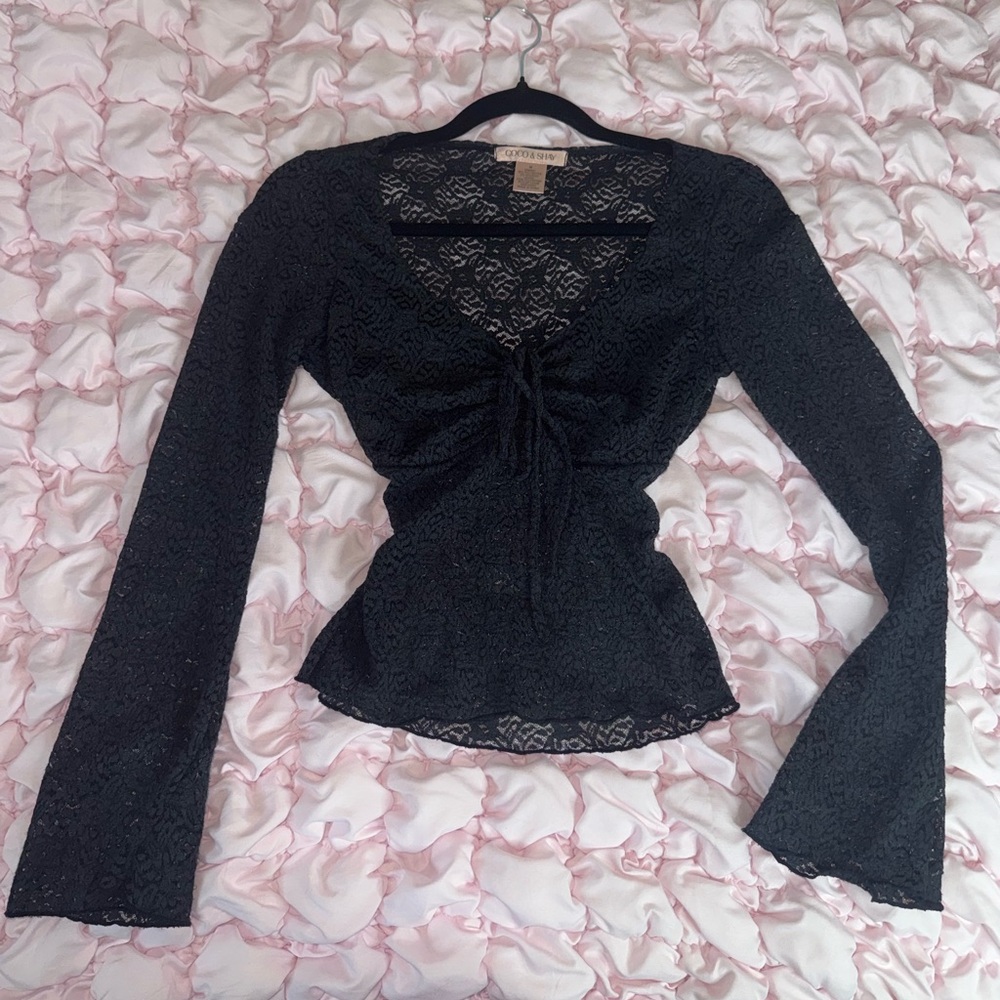 Black Lace Long Sleeve Top